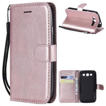 Retro Greek Classic Smooth PU Leather Wallet Phone Case for Samsung Galaxy S3 - Rose Gold
