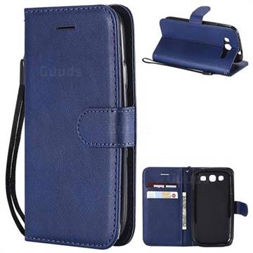 Retro Greek Classic Smooth PU Leather Wallet Phone Case for Samsung Galaxy S3 - Blue