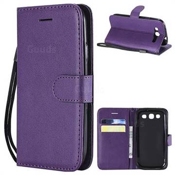 Retro Greek Classic Smooth PU Leather Wallet Phone Case for Samsung Galaxy S3 - Purple