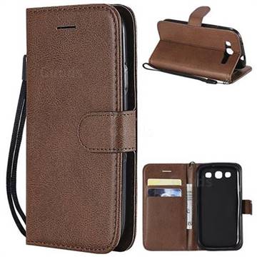 Retro Greek Classic Smooth PU Leather Wallet Phone Case for Samsung Galaxy S3 - Brown