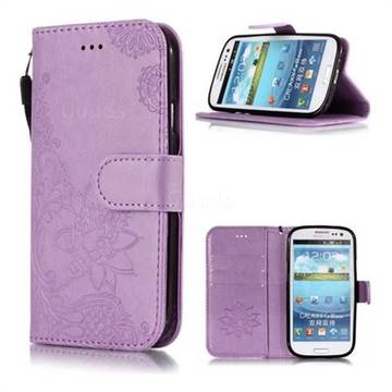 Intricate Embossing Lotus Mandala Flower Leather Wallet Case for Samsung Galaxy S3 - Purple