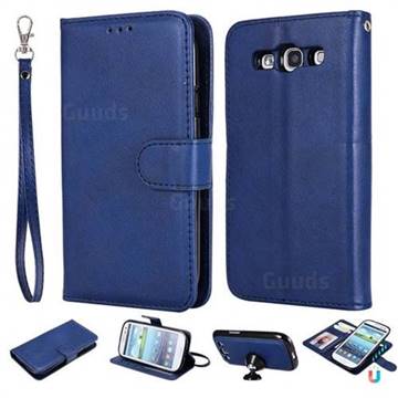 Retro Greek Detachable Magnetic PU Leather Wallet Phone Case for Samsung Galaxy S3 - Blue