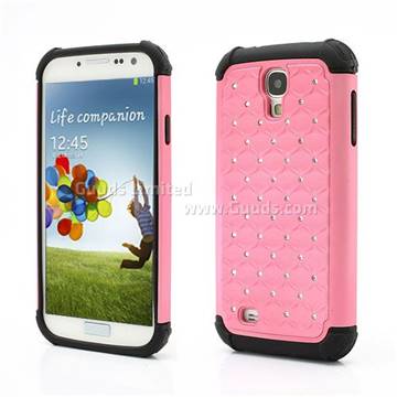 Rhinestone Stars Silicone and Plastic Hybrid Hard Case for Samsung Galaxy S4 i9500 i9505 - Pink