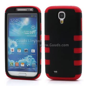 Dual Layer Plastic and Silicone Case for Samsung Galaxy S4 i9500 i9502 i9505 - Black / Red
