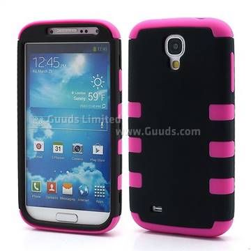 Dual Layer Plastic and Silicone Case for Samsung Galaxy S4 i9500 i9502 i9505 - Black / Rose