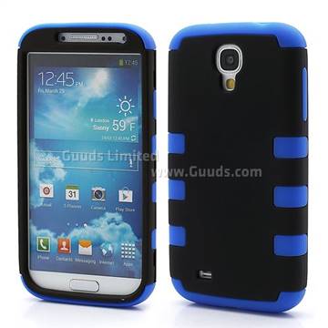 Dual Layer Plastic and Silicone Case for Samsung Galaxy S4 i9500 i9502 i9505 - Black / Blue
