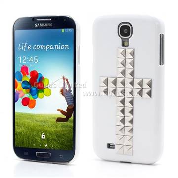 Silver Pyramid Cross Hard Case for Samsung Galaxy S4 i9500 i9502 i9505 - White