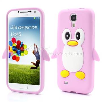 3D Penguin Soft Silicone Skin Case for Samsung Galaxy S 4 IV i9500 i9505 - Pink