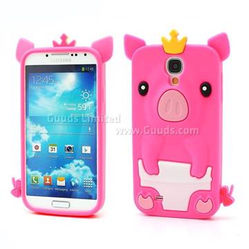 Cute 3D Pig Silicone Skin Case for Samsung Galaxy S 4 IV i9500 i9505 - Rose