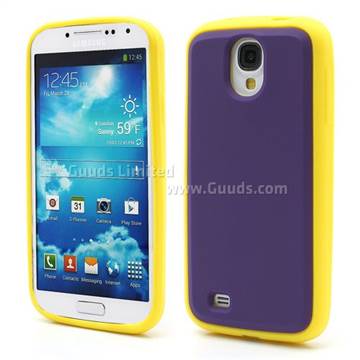 Dual-Color Soft Silicone Case for Samsung Galaxy S4 i9500 i9502 i9505 - Yellow / Purple