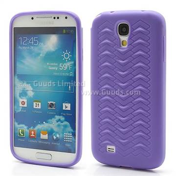 Anti-slip Tyre TPU Gel Case for Samsung Galaxy S4 i9500 i9502 i9505 - Purple