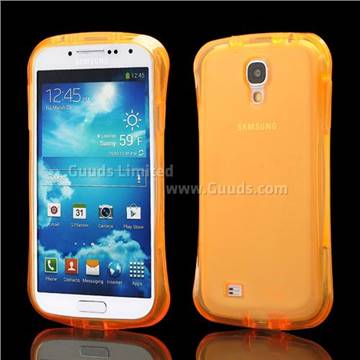 Waistline Glossy TPU Gel Case for Samsung Galaxy S4 i9500 i9502 i9505 - Transparent Orange