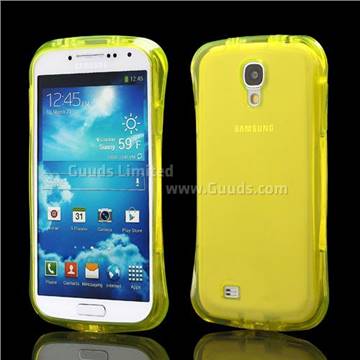 Waistline Glossy TPU Gel Case for Samsung Galaxy S4 i9500 i9502 i9505 - Transparent Yellow