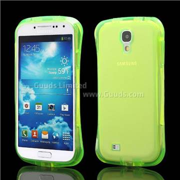 Waistline Glossy TPU Gel Case for Samsung Galaxy S4 i9500 i9502 i9505 - Transparent Yellow Green