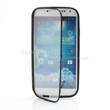 TPU Flip Cover with Transparent PC Screen Cover for Samsung Galaxy S4 i9500 i9502 i9505 - Black