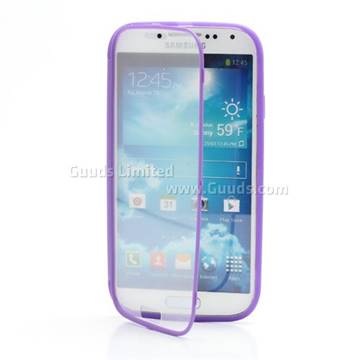 TPU Flip Cover with Transparent PC Screen Cover for Samsung Galaxy S4 i9500 i9502 i9505 - Purple