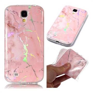 Powder Pink Marble Pattern Bright Color Laser Soft TPU Case for Samsung Galaxy S4