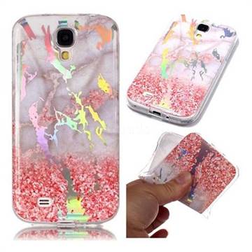 Powder Sandstone Marble Pattern Bright Color Laser Soft TPU Case for Samsung Galaxy S4