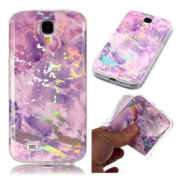Purple Marble Pattern Bright Color Laser Soft TPU Case for Samsung Galaxy S4