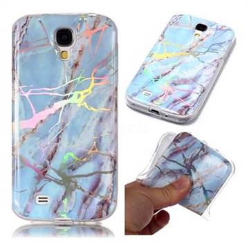 Light Blue Marble Pattern Bright Color Laser Soft TPU Case for Samsung Galaxy S4