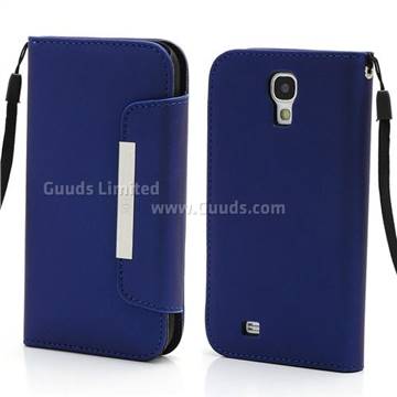 Magnetic Leather Case for Samsung Galaxy S4 i9500 i9505 with Belt and Wallet - DarkBlue
