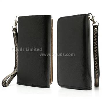 Soft Litchi Leather Wallet Case for Samsung Galaxy S4 IV i9500 i9505 / S III I9300 - Black