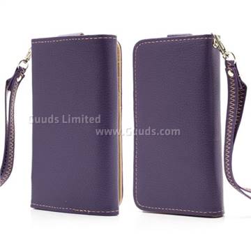 Soft Litchi Leather Wallet Case for Samsung Galaxy S4 IV i9500 i9505 / S III I9300 - Purple