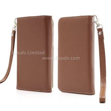 Soft Litchi Leather Wallet Case for Samsung Galaxy S4 IV i9500 i9505 / S III I9300 - Brown