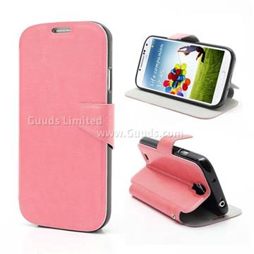 Magnetic Leather Flip Case for Samsung Galaxy S4 i9500 / S IV i9500 i9505 With Built-in Wallet and Stand - Pink