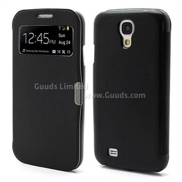 Call ID View Leather Case for Samsung Galaxy S4 i9500 i9505 Smart Cover with Sleep Wake Function - Black