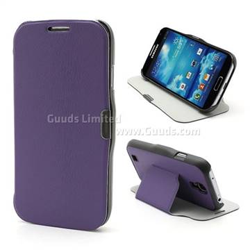 Slim Folio Leather Case for Samsung Galaxy S4 i9500 i9502 i9505 with Built-in Stand - Purple