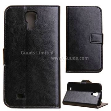 For Samsung Galaxy S4 i9500 Crazy Horse PU Leather Case with Built-in Stand and Card Slots - Black