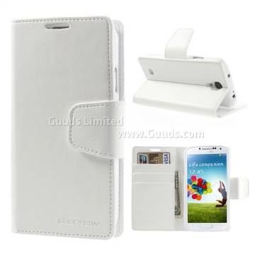 Mercury Sonata Diary Series Glossy Leather Wallet Case for Samsung Galaxy S4 i9500 i9502 i9505 i9508 - White