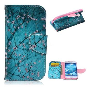 Blue Plum Leather Wallet Case for Samsung Galaxy S4 i9500 i9505 i9508 i9507 i959 i9502