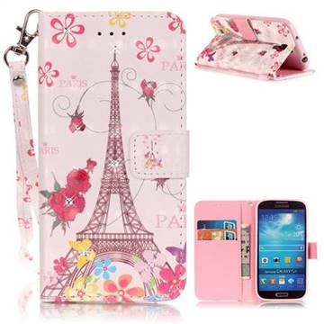 Butterfly Tower 3D Painted Leather Wallet Case for Samsung Galaxy S4