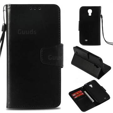 Retro Phantom Smooth PU Leather Wallet Holster Case for Samsung Galaxy S4 - Black