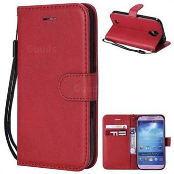 Retro Greek Classic Smooth PU Leather Wallet Phone Case for Samsung Galaxy S4 - Red