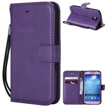 Retro Greek Classic Smooth PU Leather Wallet Phone Case for Samsung Galaxy S4 - Purple