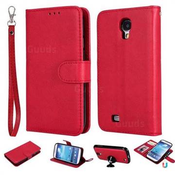 Retro Greek Detachable Magnetic PU Leather Wallet Phone Case for Samsung Galaxy S4 - Red