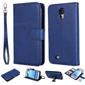 Retro Greek Detachable Magnetic PU Leather Wallet Phone Case for Samsung Galaxy S4 - Blue