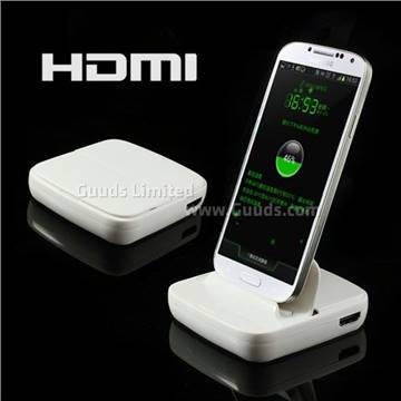 Multi-function HDMI Dock Station for Samsung Galaxy S4 i9500 / S3 i9300 / Note 2 N7100 with Data Sync and Charger - White