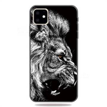 Lion 3D Embossed Relief Black TPU Cell Phone Back Cover for iPhone 11 (6.1 inch)