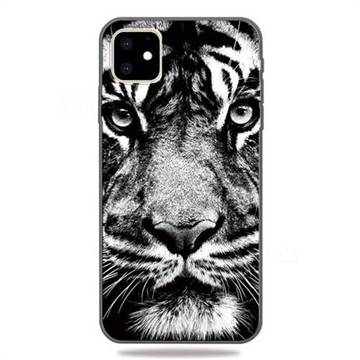 White Tiger 3D Embossed Relief Black TPU Cell Phone Back Cover for iPhone 11 (6.1 inch)