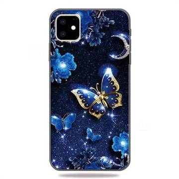 Phnom Penh Butterfly 3D Embossed Relief Black TPU Cell Phone Back Cover for iPhone 11 (6.1 inch)