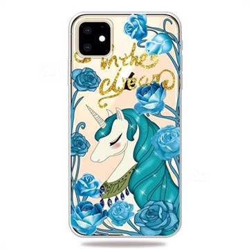 Blue Flower Unicorn Clear Varnish Soft Phone Back Cover for iPhone 11 (6.1 inch)