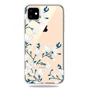 Magnolia Flower Clear Varnish Soft Phone Back Cover for iPhone 11 (6.1 inch)