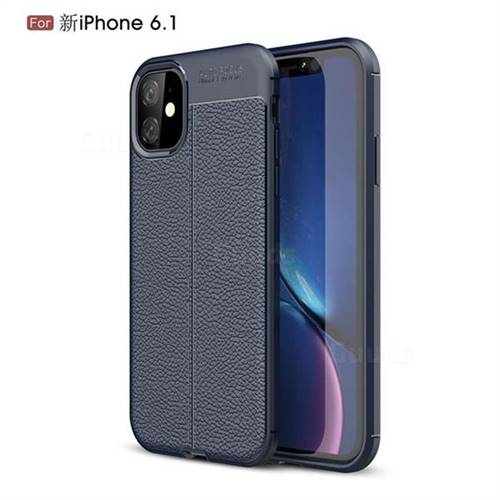 Luxury Auto Focus Litchi Texture Silicone TPU Back Cover for iPhone 11 (6.1 inch) - Dark Blue