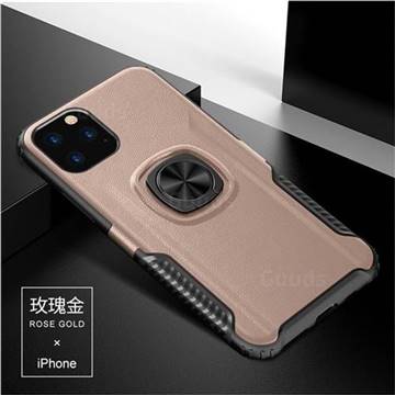 Knight Armor Anti Drop PC + Silicone Invisible Ring Holder Phone Cover for iPhone 11 (6.1 inch) - Rose Gold