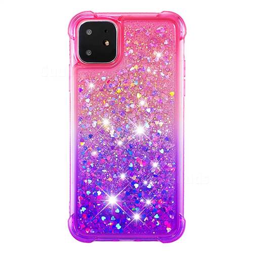 Rainbow Gradient Liquid Glitter Quicksand Sequins Phone Case for iPhone 12  Pro Max (6.7 inch) - Pink Purple