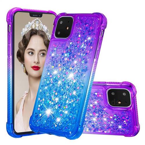 Rainbow Gradient Liquid Glitter Quicksand Sequins Phone Case for iPhone 11 (6.1 inch) - Purple Blue